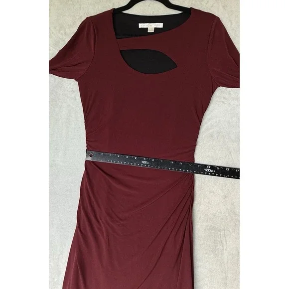 Boston Proper Dress Women 8 Burgundy Red Revenge Holiday Cocktail Cutout Scarlet - Picture 5 of 9
